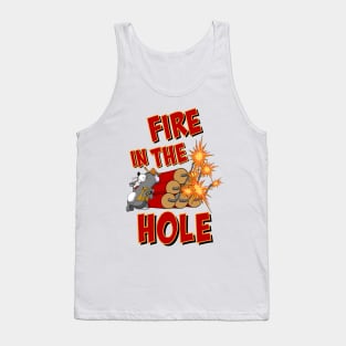 Fire in the Hole Doorslammer Gasser or Funny Car Drag Racing Motif Tank Top